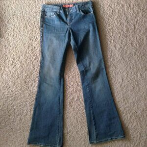 Vintage Y2K Choice by Calvin Klein Blue Low Rise Flared Jeans with Beading